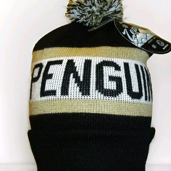 Pittsburgh Penguins Zephyr Mens Adult Cuffed Pom Beanie Winter Hat Cap New Nhl - Picture 1 of 2